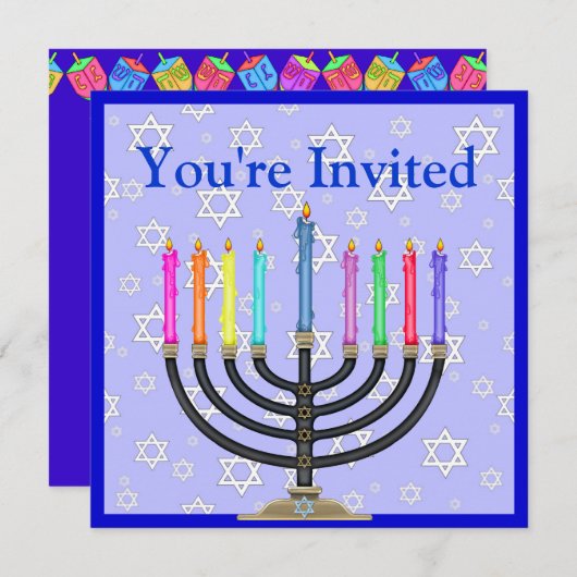 Invitation de Hanoukka Menorah (Devant / Derrière)