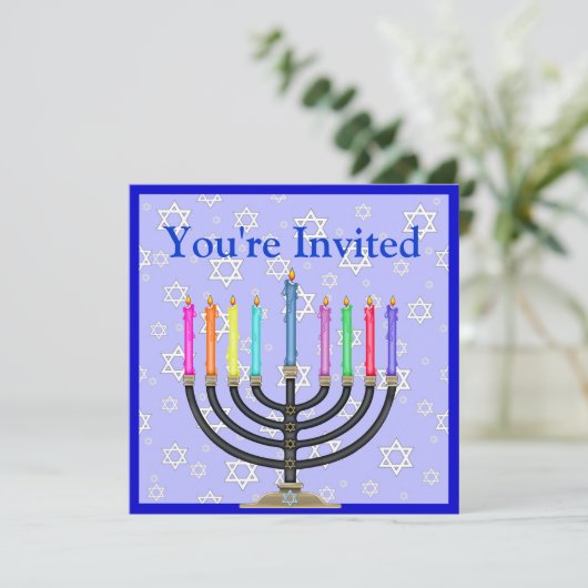 Invitation de Hanoukka Menorah (Debout devant)