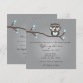 Invitation de hibou gris, bleu et Brown (Devant / Derrière)