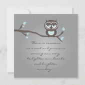 Invitation de hibou gris, bleu et Brown (Dos)