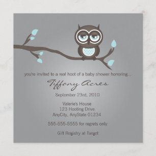 Invitation de hibou gris, bleu et Brown