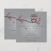 Invitation de hibou gris, rose et Brown (Devant / Derrière)