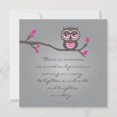 Invitation de hibou gris, rose et Brown (Dos)