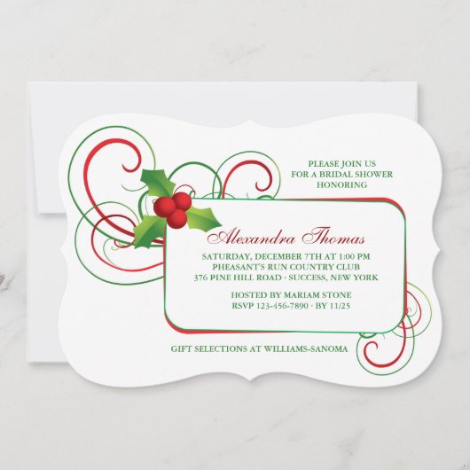 Invitation de houx de vacances (Devant)