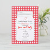Invitation de jar Mason rustique de gingham rouge (Debout devant)