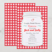 Invitation de jar Mason rustique de gingham rouge (Devant / Derrière)