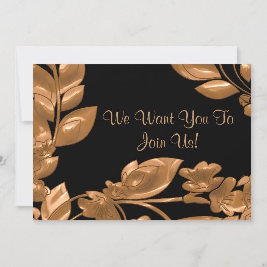 Invitation de jardin noir et cuivre (Devant)