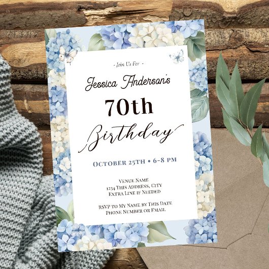 Invitation de jardin pour un 70e anniversaire avec
