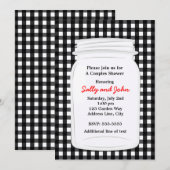 Invitation de jarre de maçon à carreaux noir et bl (Devant / Derrière)