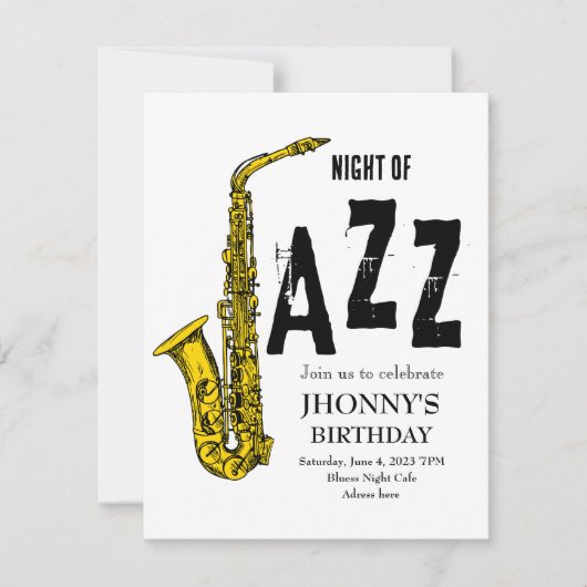 Invitation de jazz saxophone (Devant)