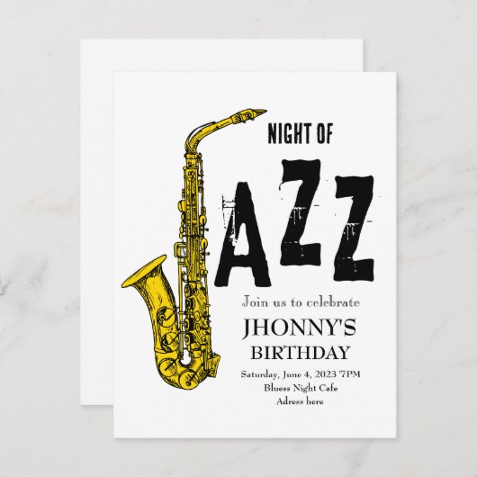 Invitation de jazz saxophone (Devant / Derrière)