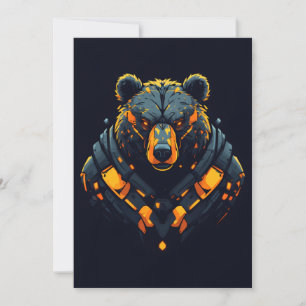 Invitation de jeu cyberpunk néon Bear Mecha