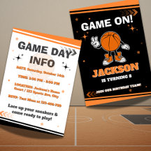 Invitation de jeu de fête d'anniversaire de basket