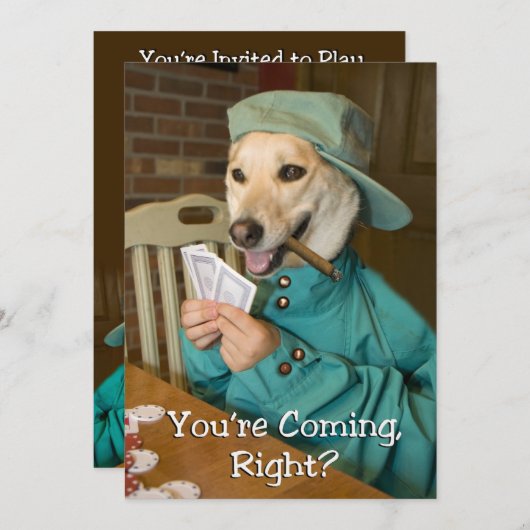 Invitation de jeu de poker (chien) (Devant / Derrière)