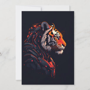 Invitation de jeu néon Cyberpunk Tigre Mecha