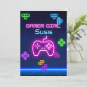 Invitation de jeu néon rose, bleu, jaune pour joue (Debout devant)