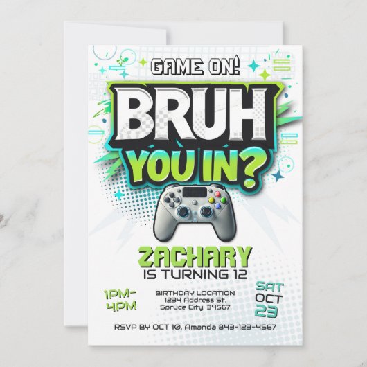 Invitation de jeu vidéo (Devant)