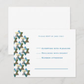 Invitation de Jewish Stars Bar Mitzvah RSVP (Devant / Derrière)