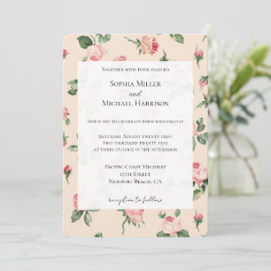 Invitation De jolies roses roses florales de mariage