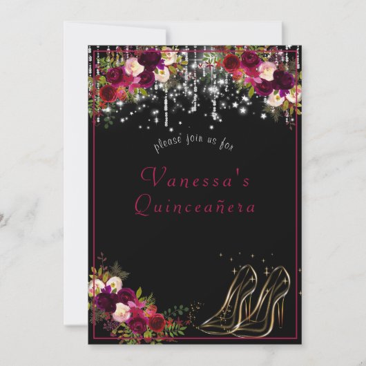 Invitation De jolies roses rouges chaussures à talons hauts é (Devant)