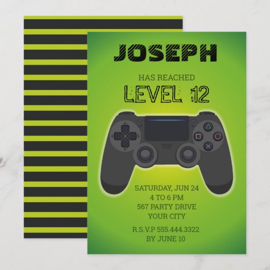 Invitation de joueur, niveau supérieur de jeu vidé (Devant / Derrière)