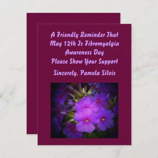 Invitation de jour de conscience de fibromyalgie (Devant / Derrière)