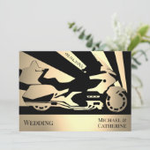 Invitation de jour de mariage sur le thème de la m (Debout devant)