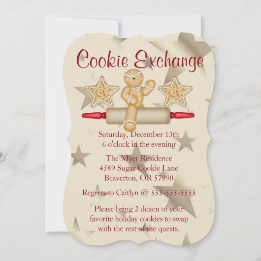 Invitation de jour férié de l'échange de cookies d (Devant)
