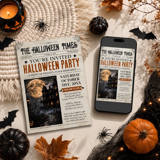 Invitation de journal d'Halloween, Fête d'Hallowee