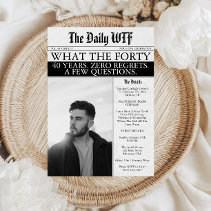 Invitation de journal drôle WTF pour 40e anniversa