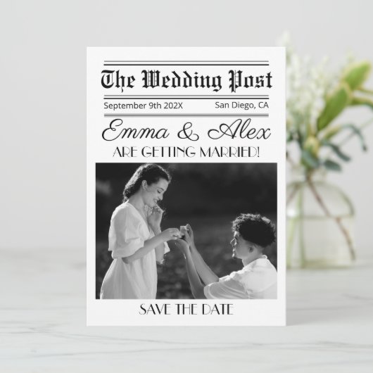 Invitation de journal mariage avec le programme (Debout devant)