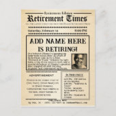 Invitation de journal vintage "Retraite Times" (Devant)