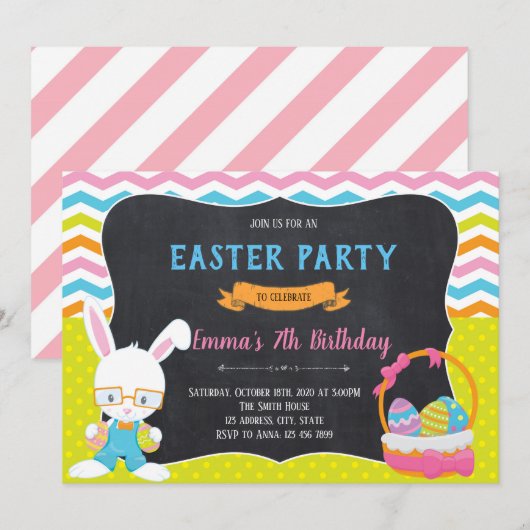 Invitation de Joyeuses Pâques (Devant / Derrière)