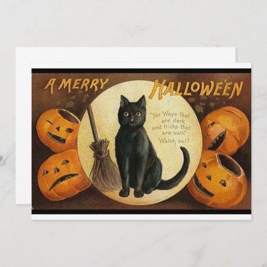 Invitation de Joyeux Halloween Vintage (Devant / Derrière)