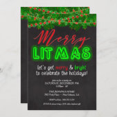 Invitation de Joyeux Litmas, fête de Noël (Devant / Derrière)