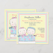 Invitation de jumeaux dans un Baby shower pour enf (Devant / Derrière)