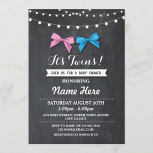 Invitation de jumelle de fille Baby shower de sexe
