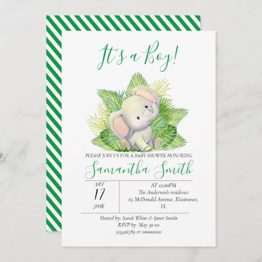 Invitation de Jungle Elephant (Devant / Derrière)