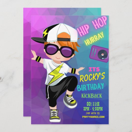 Invitation de Kickback Anniversaire différente (Devant / Derrière)