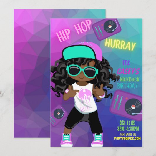 Invitation de Kickback anniversaire (fille) (Devant / Derrière)