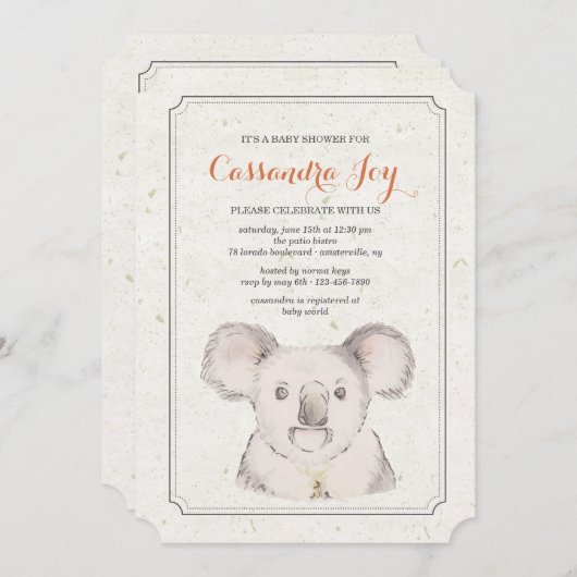 Invitation de Koala Bear (Devant / Derrière)