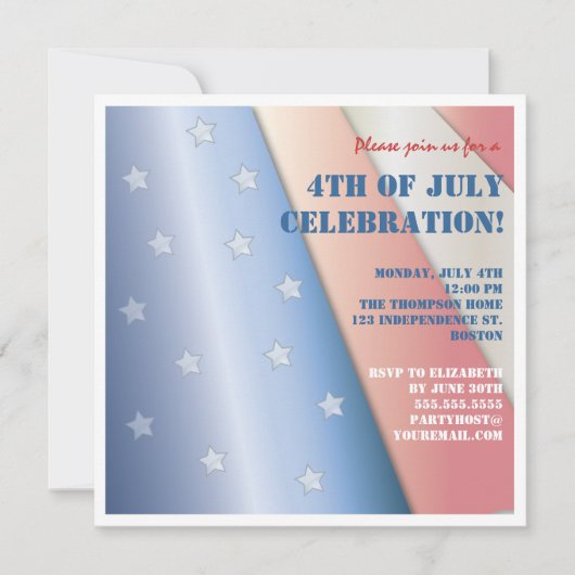 Invitation de la 4 juillet du drapeau des étoiles (Devant)