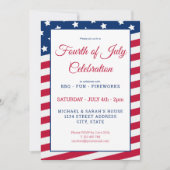 Invitation de la 4 juillet Rouge Blanc et Bleu (Devant)