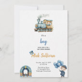 INVITATION DE LA BABYSHOWE DU TRAIN WATERCOLOR (Devant)