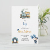 INVITATION DE LA BABYSHOWE DU TRAIN WATERCOLOR (Debout devant)