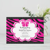 Invitation de la Bachelorette Black Zebra rose (Debout devant)