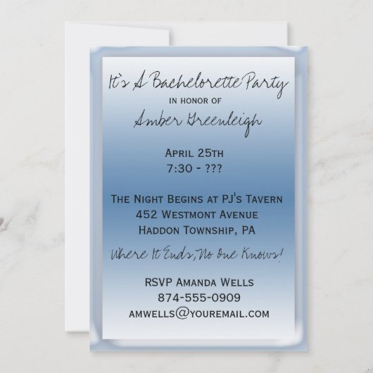 Invitation de la Bachelorette Party (Dos)