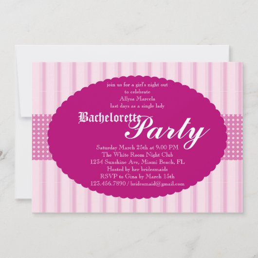 Invitation de la Bachelorette Party (Devant)