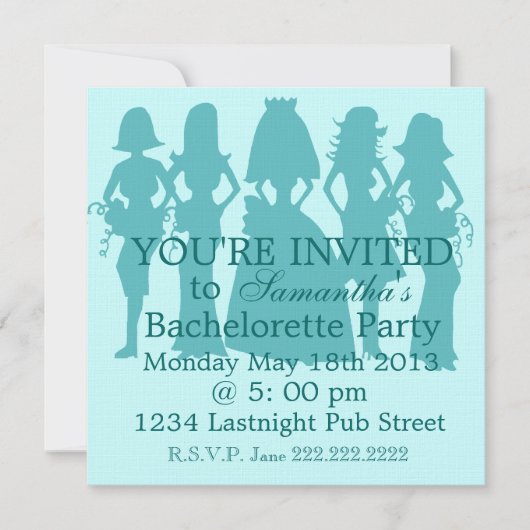 Invitation de la Bachelorette Party turquoise (Devant)