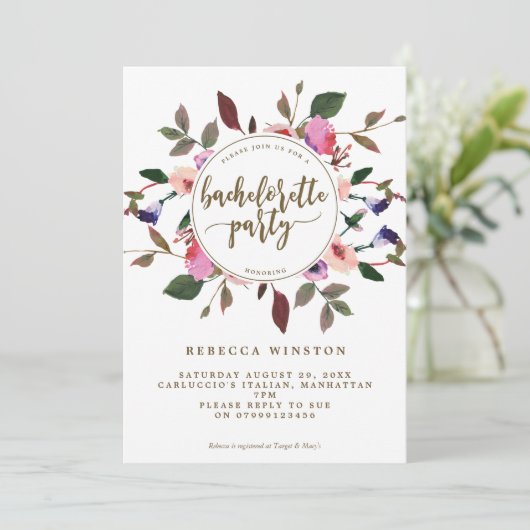 invitation de la bachelorette rose violet (Debout devant)